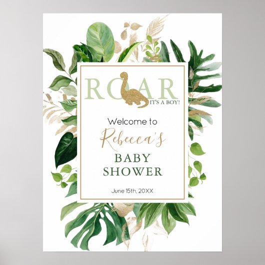 Leuke Brotosaurs Dinosaurus Baby shower Welkom Poster (Voorkant)