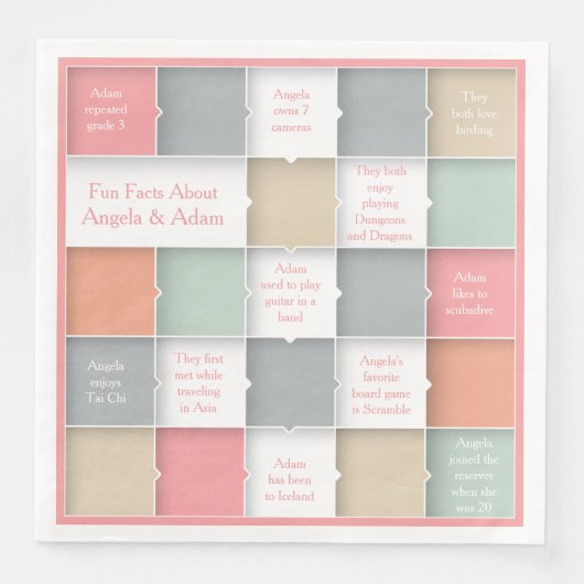 Leuke bruid bruidegom infographic gepersonaliseerd servet (Voorkant)