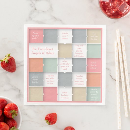 Leuke bruid bruidegom infographic gepersonaliseerd servet (Insitu)