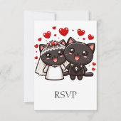 Leuke bruid & bruidegom trouwkatten gepersonalisee RSVP kaartje (Voorkant)