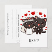 Leuke bruid & bruidegom trouwkatten gepersonalisee RSVP kaartje (Voorkant / Achterkant)