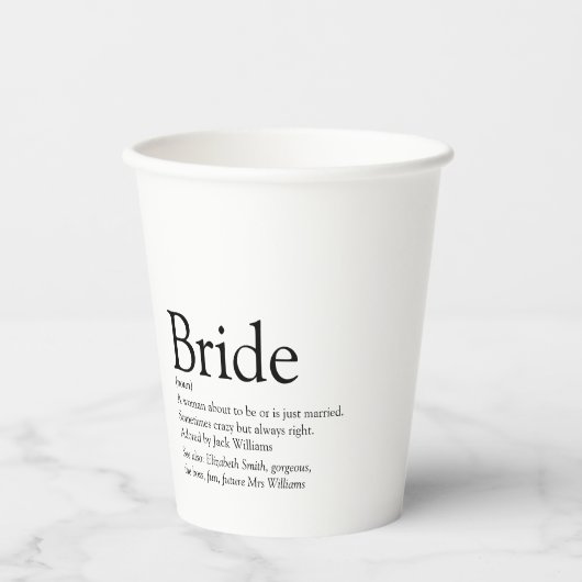 Leuke Bruid Definitie Bruiloft Modern Papieren Bekers (Voorkant)
