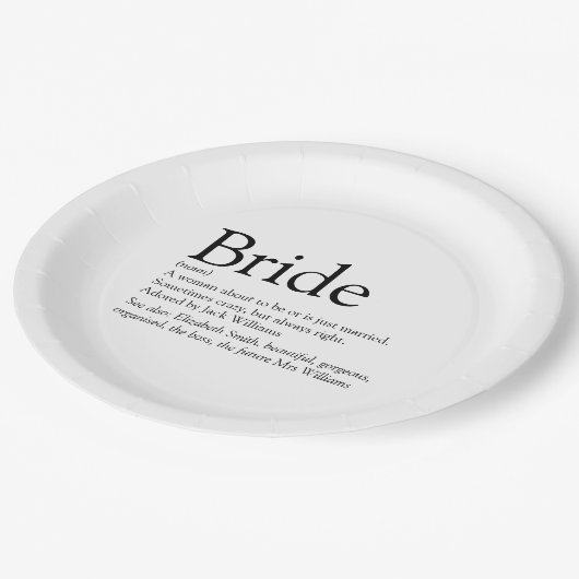 Leuke Bruid Definitie Bruiloft Modern Papieren Bordje (Gekanteld)