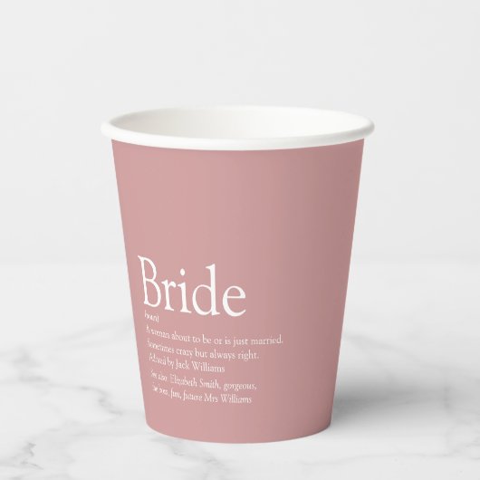 Leuke Bruid Definitie Bruiloft Stof Roze Papieren Bekers (Voorkant)