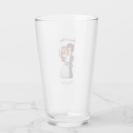 Leuke bruid en bruidegom bruiloft glas (Achterkant)