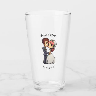 Leuke bruid en bruidegom bruiloft glas