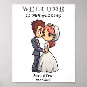 Leuke bruid en bruidegom bruiloft Poster