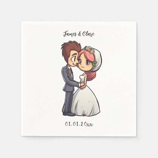 Leuke bruid en bruidegom bruiloft servet (Voorkant)