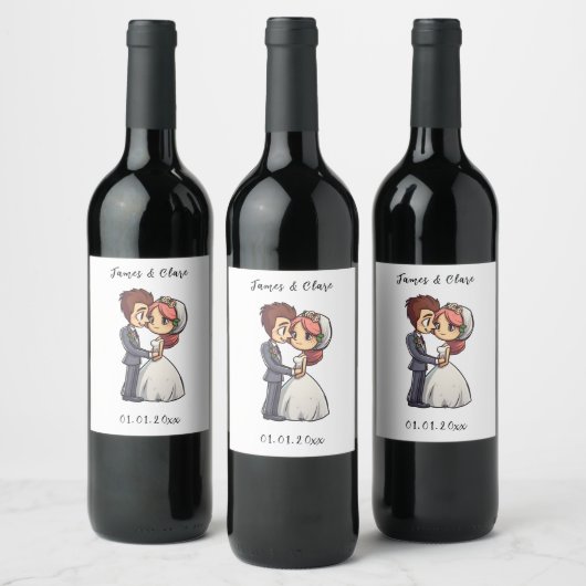 Leuke bruid en bruidegom bruiloft wijn etiket (Flessen)