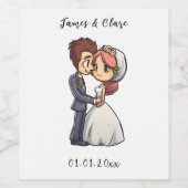 Leuke bruid en bruidegom bruiloft wijn etiket (Enkel label)