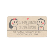 Leuke bruid en bruidegom illustratie trouwlabels