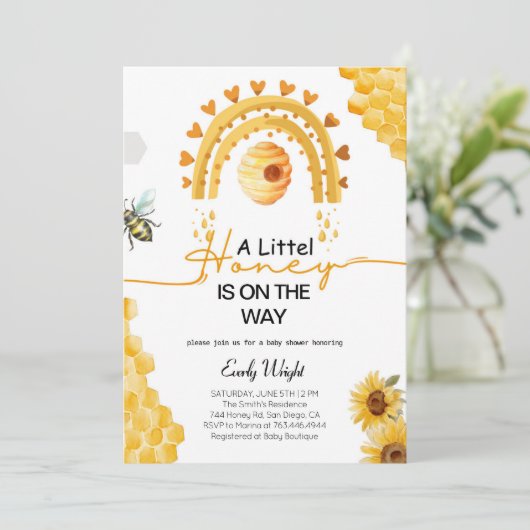 Leuke bruid naar bijen bruids douche uitnodiging (Staand voorkant)