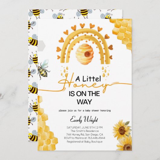 Leuke bruid naar bijen bruids douche uitnodiging (Voorkant / Achterkant)