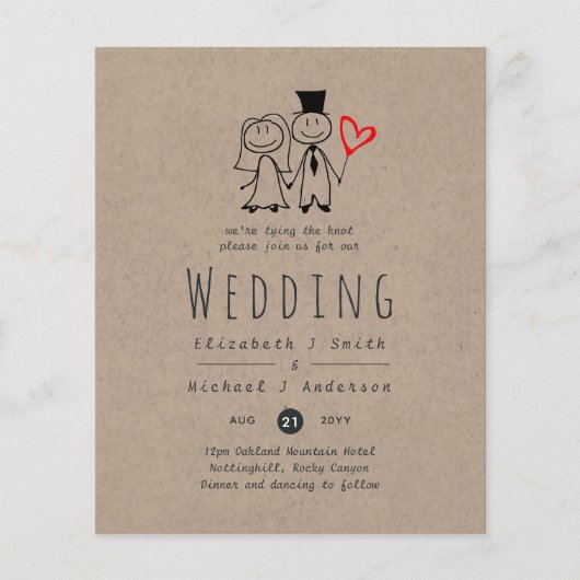 Leuke Bruidegom Bruid Landelijke Trouw Uitnodiging (Voorkant)