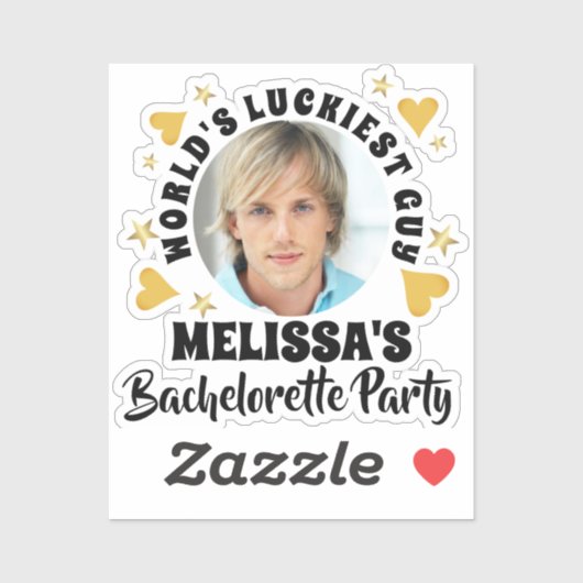 Leuke Bruidegom Gezicht Foto Bachelorette Feest Sticker (Vel)
