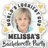 Leuke Bruidegom Gezicht Foto Bachelorette Feest Sticker (Voorkant)