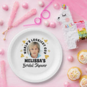 Leuke Bruidegom Gezicht Foto Gouden Harten Bruilof Papieren Bordje (Feest)