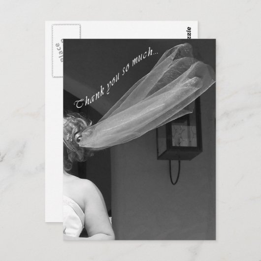 Leuke bruids sluier bruiloft Dank u Briefkaart (Voorkant / Achterkant)