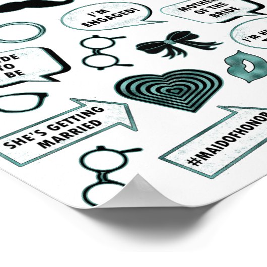 Leuke Bruidsfeest Fotocabine Teal Printbare Access Poster (Hoek)