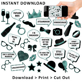 Leuke Bruidsfeest Fotocabine Teal Printbare Access Poster