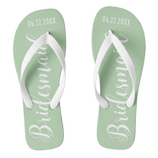 Leuke bruidsmeisje Sage Groen Teenslippers (Voetbed)