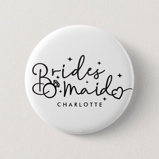 Leuke bruidsmeisje script bruiloft ronde button 5,7 cm (Voorkant)