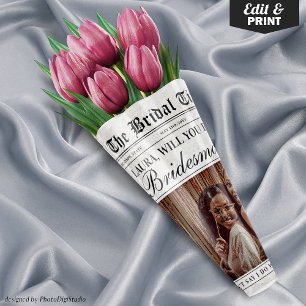 Leuke bruidsmeisje voorstel krant Bloemenboeket Inpakpapier Vel