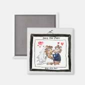 Leuke Bruiloft Cartoon Save the Date Magnets Magneet (Voorkant / Achterkant)