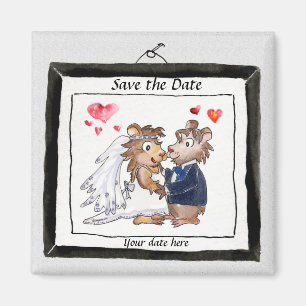 Leuke Bruiloft Cartoon Save the Date Magnets Magneet