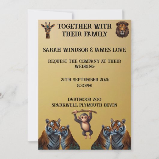 Leuke bruiloft dierentuin kaart (Voorkant)