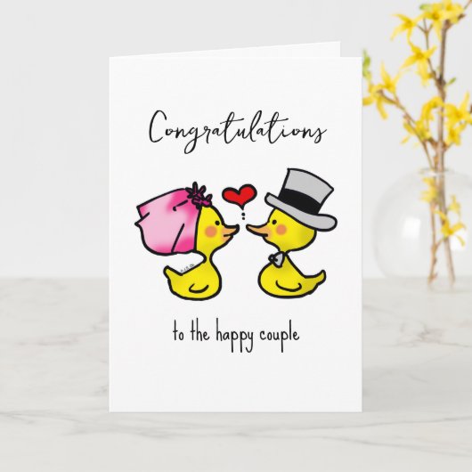 Leuke bruiloft gefeliciteerd kaart (Gele Bloem)