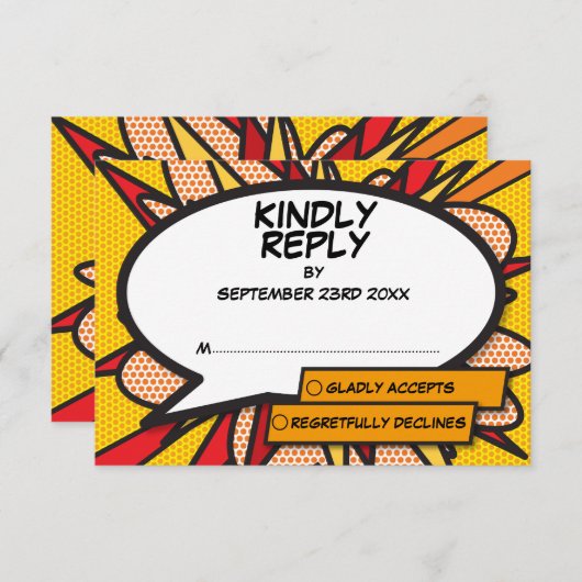 Leuke bruiloft Kleurrijke Speech Bubble RSVP Kaartje (Voorkant / Achterkant)