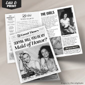 Leuke bruiloft krant Maid of Honor voorstel Kaart
