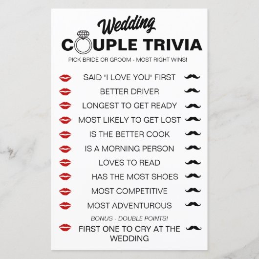 Leuke bruiloft paar trivia spel - bruid vs. bruide (Voorkant)