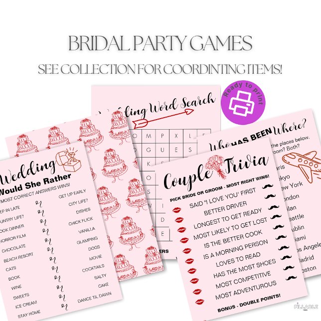Leuke bruiloft paar trivia spel - bruid vs. bruide (Our collection includes multiple games with fun designs on the back of each game. Fully customizable)