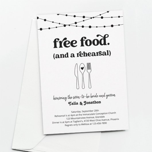 Leuke bruiloft repetitie diner uitnodiging