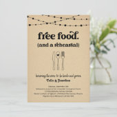 Leuke bruiloft repetitie diner uitnodiging (Staand voorkant)