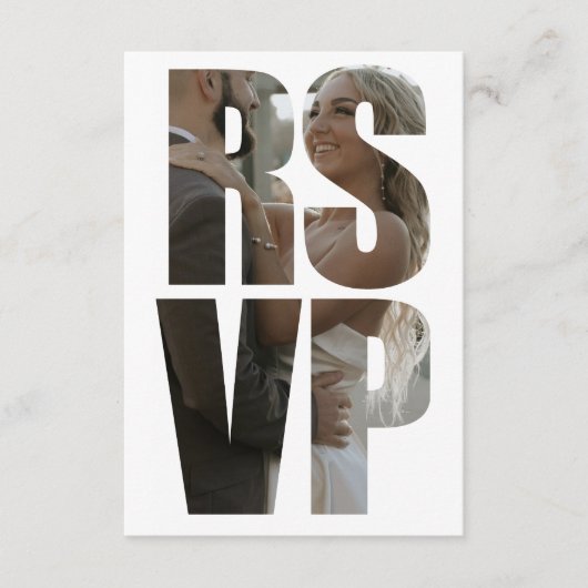 Leuke bruiloft RSVP Fotowoorden Moderne QR-code Informatiekaartje (Voorkant)