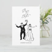 Leuke bruiloft schattig paar save the date (Staand voorkant)