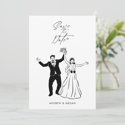Leuke bruiloft schattig paar save the date (Staand voorkant)