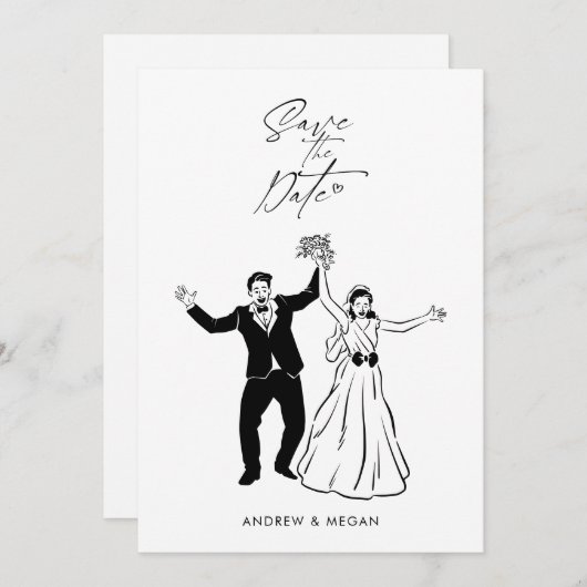 Leuke bruiloft schattig paar save the date (Voorkant / Achterkant)