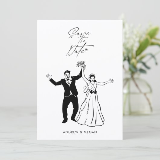 Leuke bruiloft schattig paar save the date (Staand voorkant)