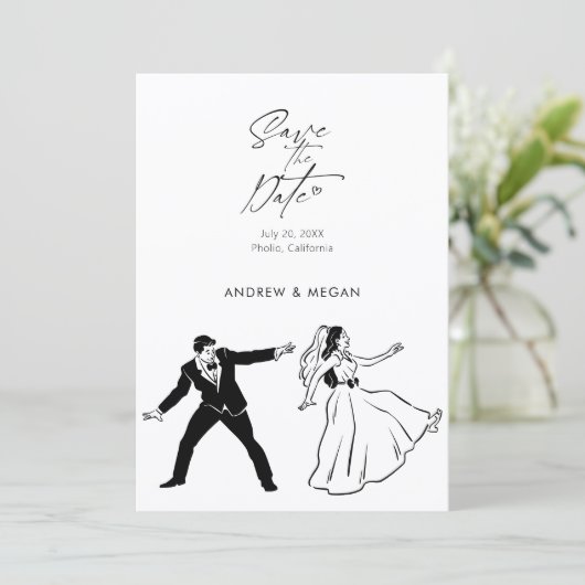 Leuke bruiloft schattig paar save the date (Staand voorkant)