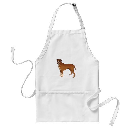 Leuke Bruine Boxer Hondenras Ontwerp Standaard Schort (Voorkant)