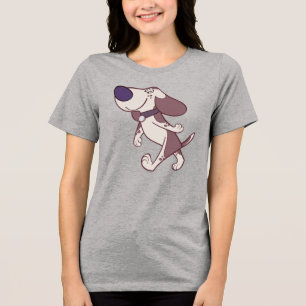 Leuke bruine en crème cartoon hond lopen Tri-Blend shirt