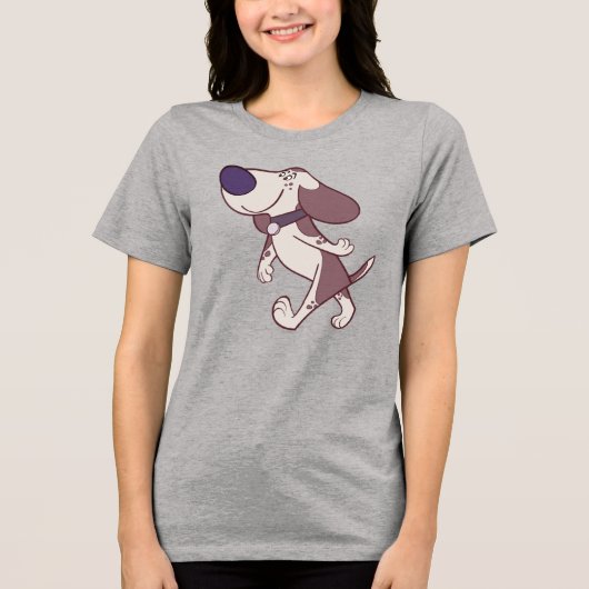 Leuke bruine en crème cartoon hond lopen Tri-Blend shirt (Voorkant)