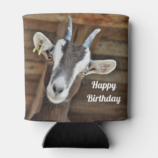 Leuke Bruine en Witte Geit Foto Verjaardag Blikjeskoeler (Achterkant)