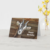 Leuke Bruine en Witte Geit Foto Verjaardag Kaart (Gele Bloem)