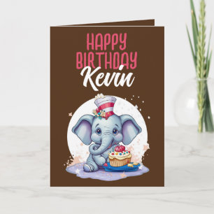 Leuke Bruine en Witte Olifant Zoon Verjaardag Kaart