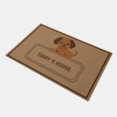 Leuke Bruine HOND Sign Huis aangepaste naam Deurmat (Schuin)